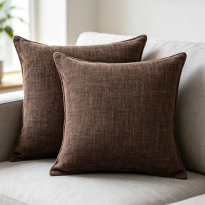 Solid-Color Linen Cushion Covers with Cotton Lining (Set of 2)