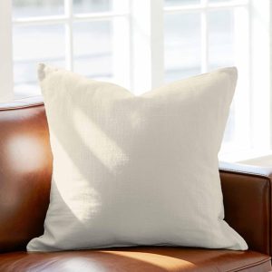 Beige Cotton-Linen Solid-Color Cushion Cover – Suitable for Living Room & Bedroom – 2-Piece Set