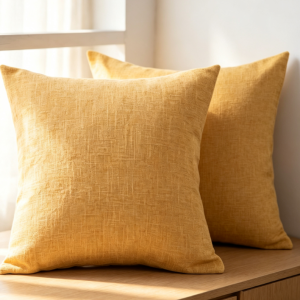 Solid-Color Cotton-Linen Blend Sofa Cushion Covers (Set of 2)